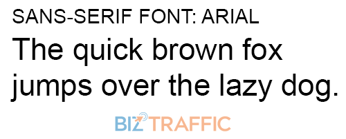 Example of a sans-serif font: Arial